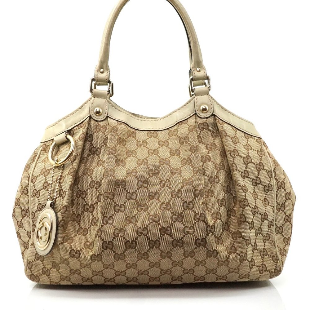 Auth Gucci Sukey Gg Pattern Handbag #3067G14 - Picture 1 of 7